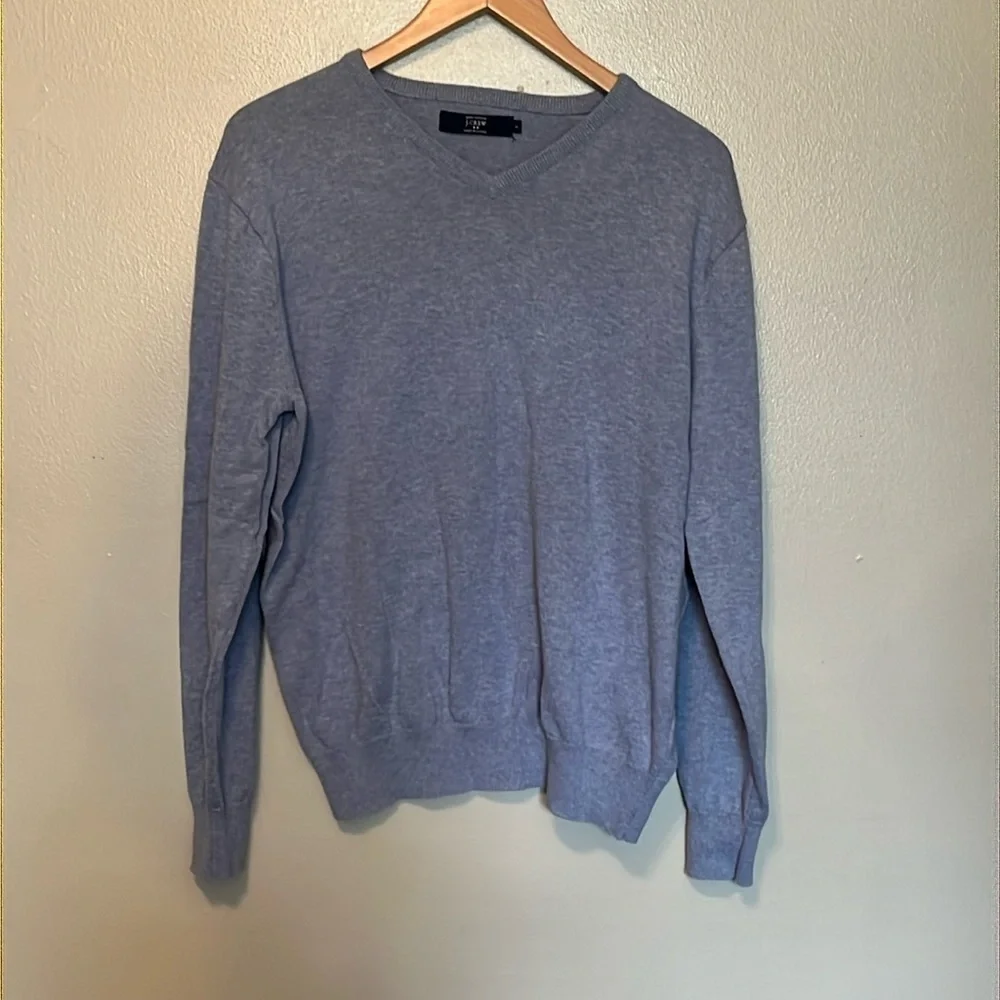 J.Crew V Neck Long Sleeve Sweater, Color is blue, men’s size large, 100% cotton